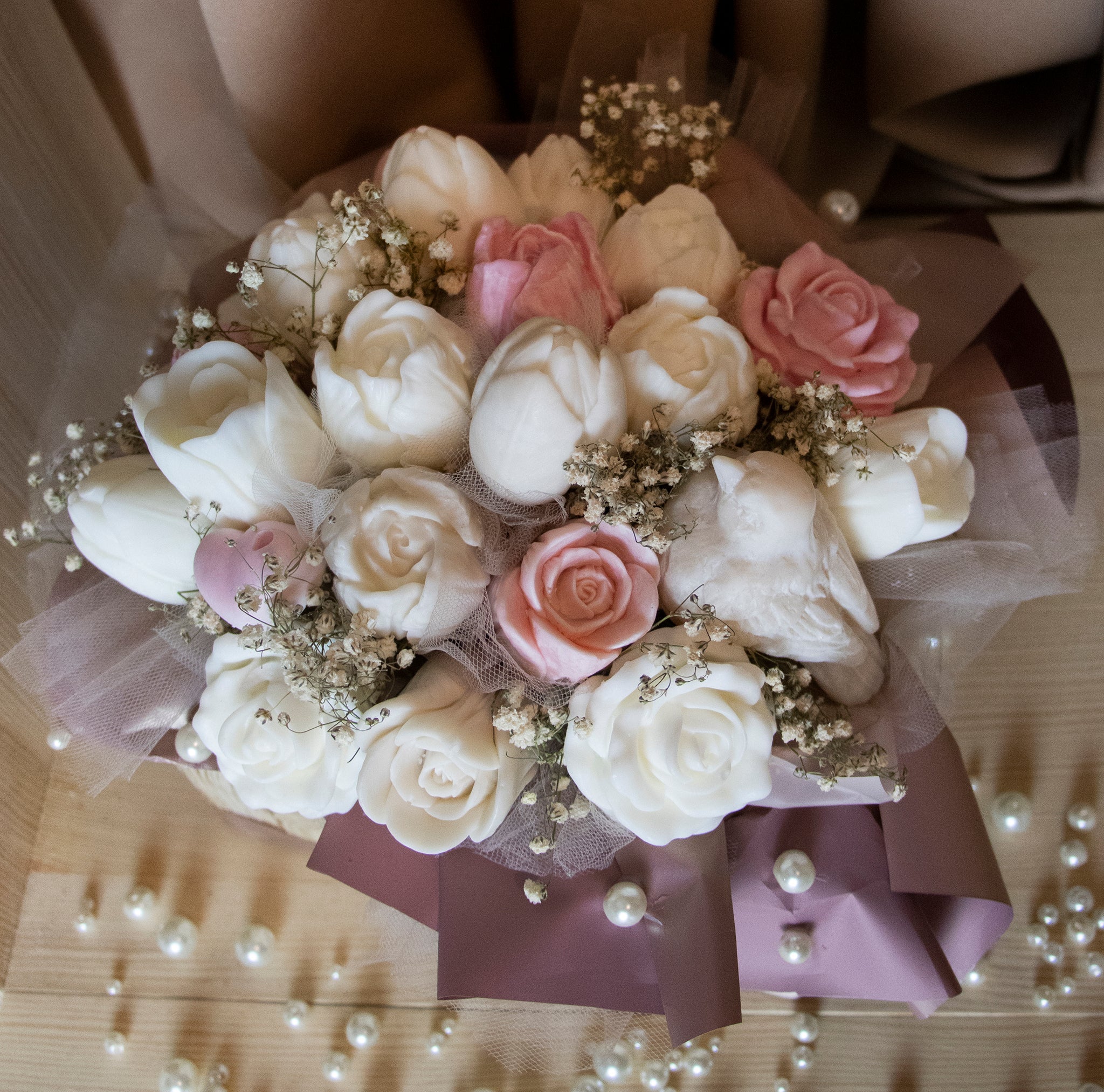 Wieczny bukiet woskowy elegancki Zapachowy w drewnie różowy - AURORA Meble i Dodatki - wnętrza z wyobraźnią Wieczny bukiet woskowy elegancki Zapachowy w drewnie różowy - Świece i zapachy - AURORA Meble i Dodatki - wnętrza z wyobraźnią